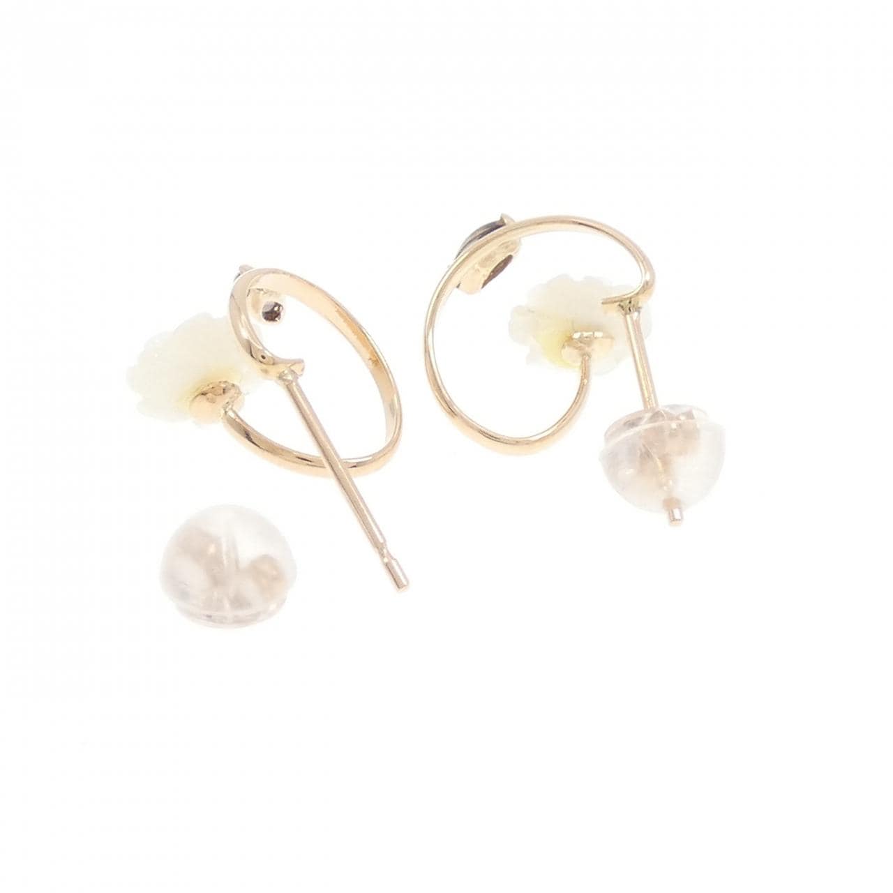 K18PG ローズ マザーオブパール ピアス