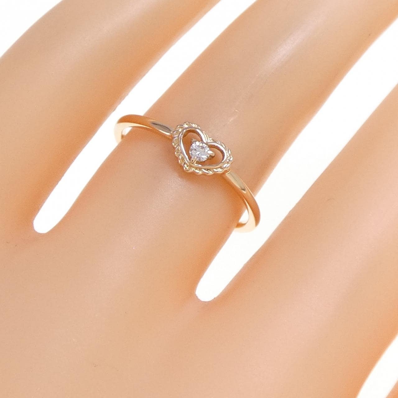 K18PG Heart Diamond Ring 0.03CT