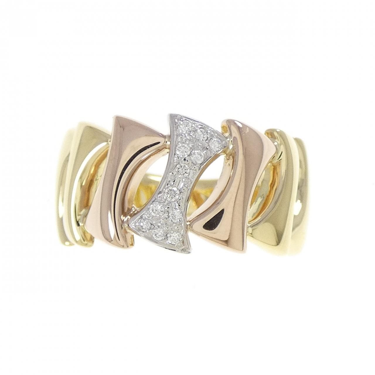 K18YG/PT900/K18PG ダイヤモンド リング 0.05CT