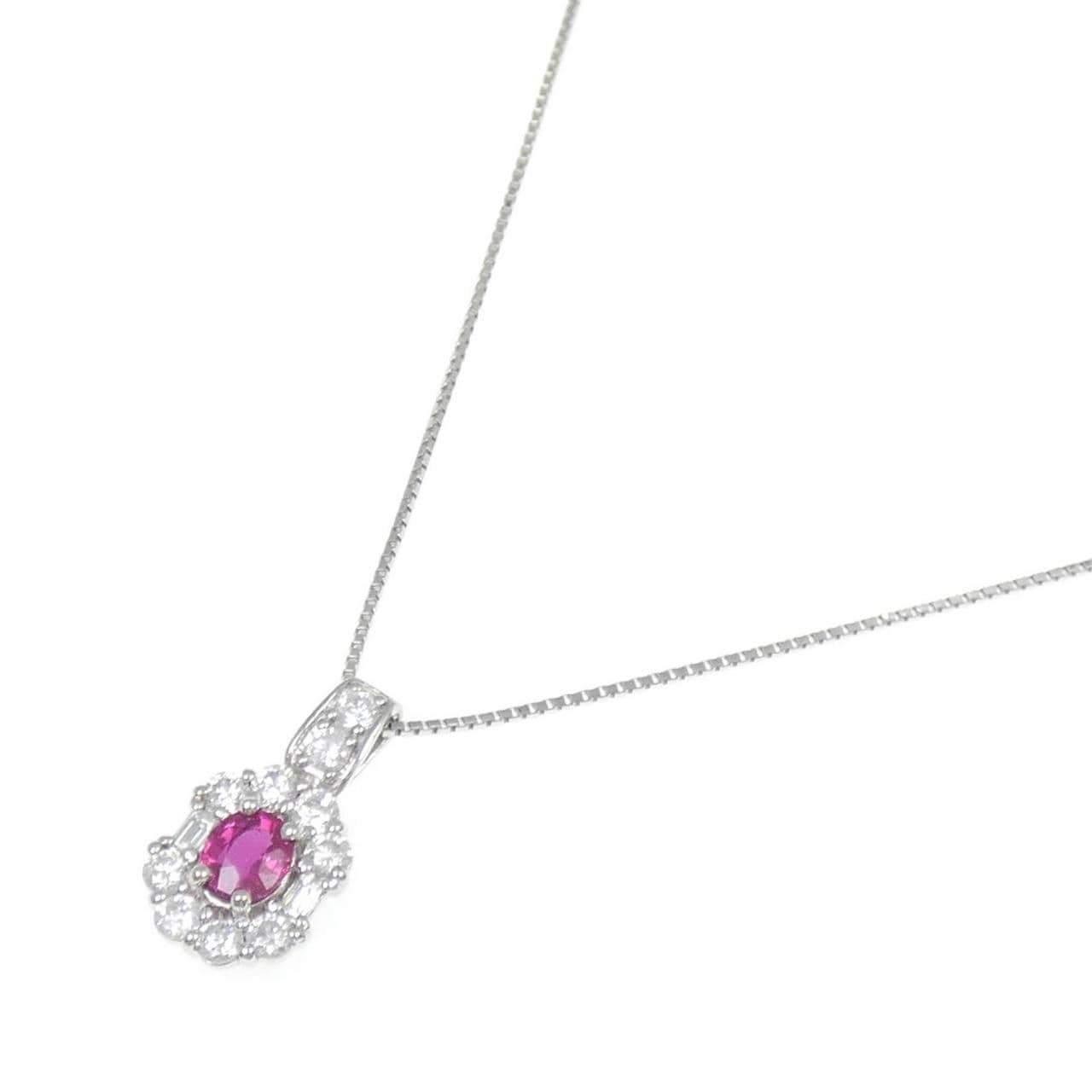PT900/PT850 ルビー ネックレス 0.545CT