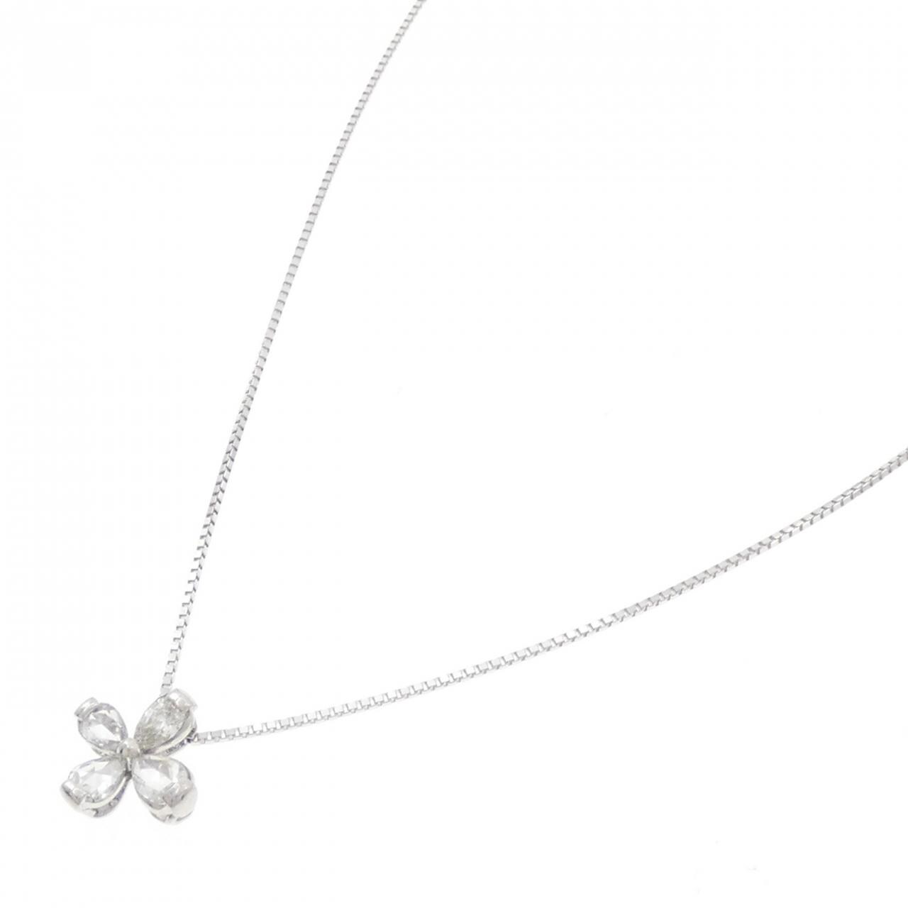K18WG フラワー ダイヤモンド ネックレス 0.29CT
