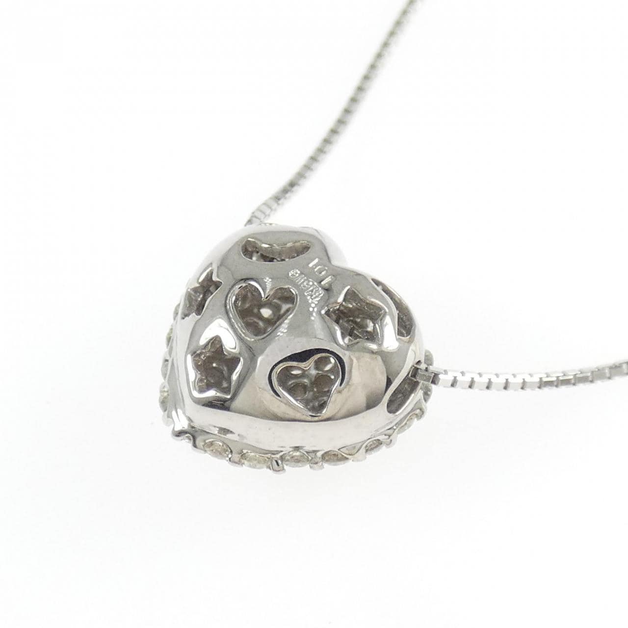 K18WG パヴェ ハート ダイヤモンド ネックレス 1.01CT
