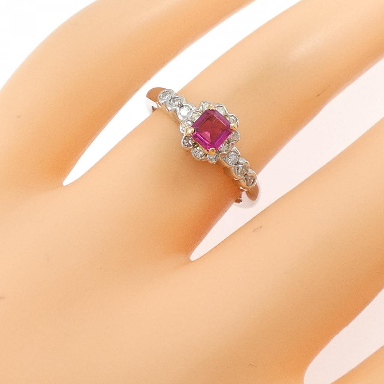 PT900/K18YG レッドベリル リング 0.28CT