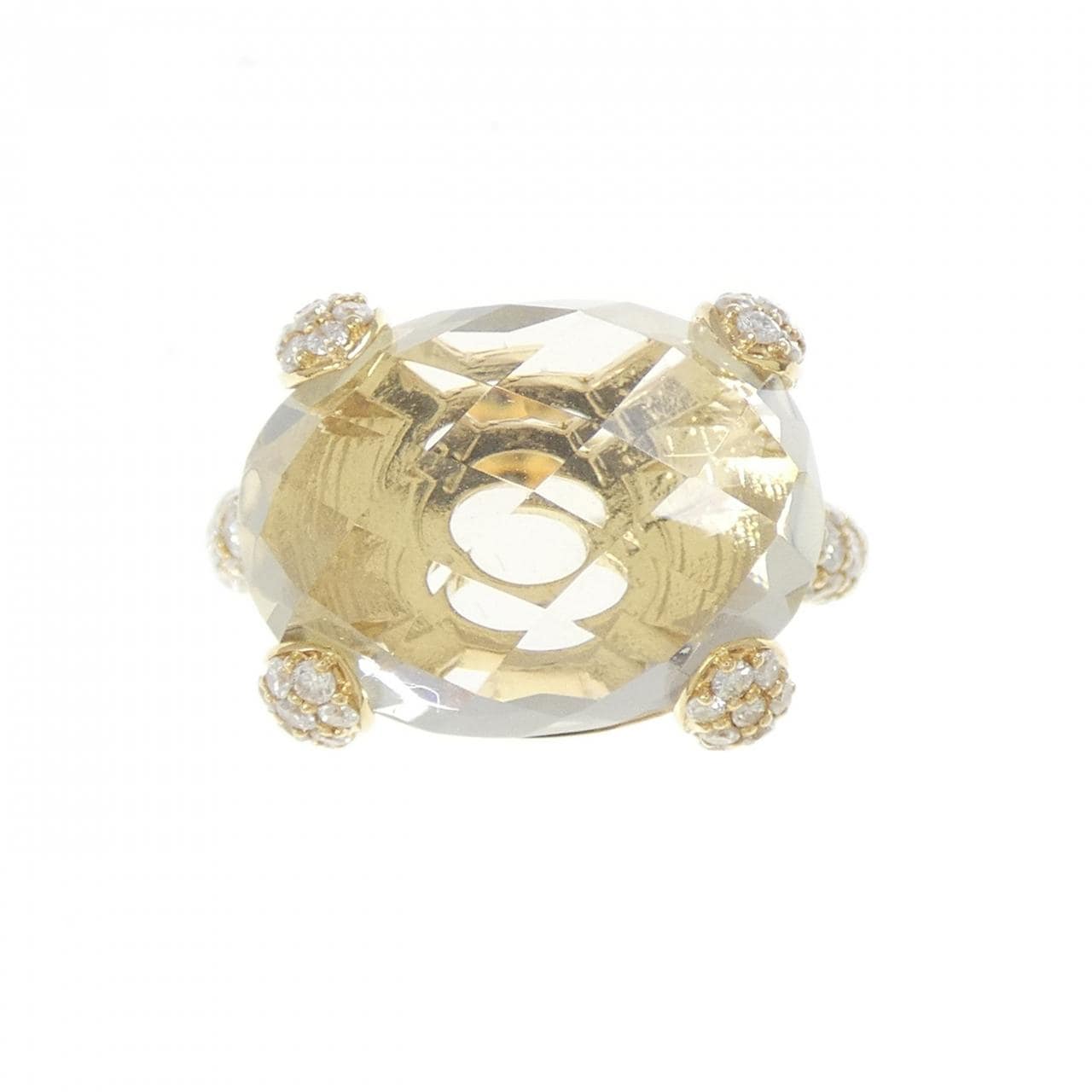 K18YG クオーツ リング 10.43CT