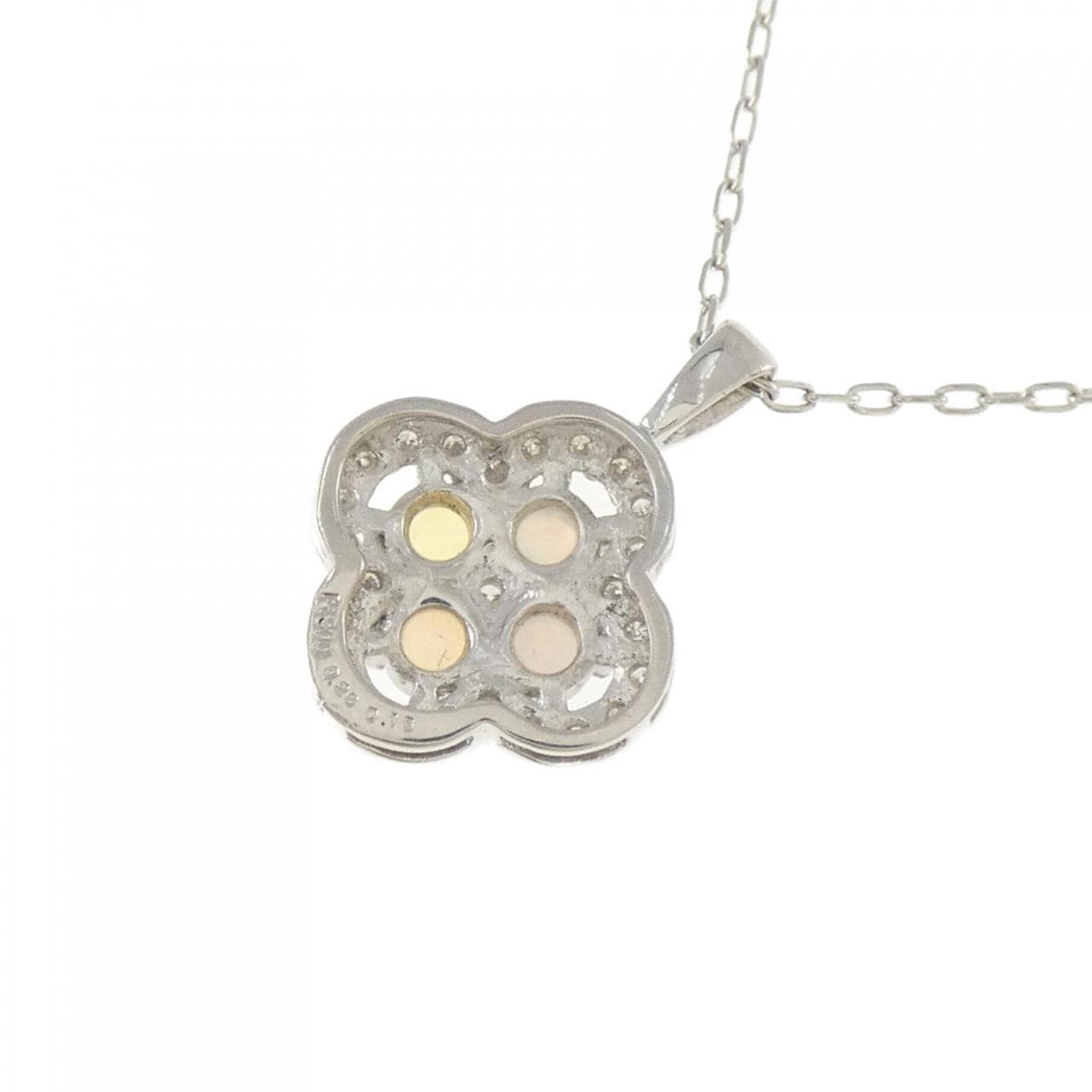 PT900/PT850 フラワー オパール ネックレス 0.28CT