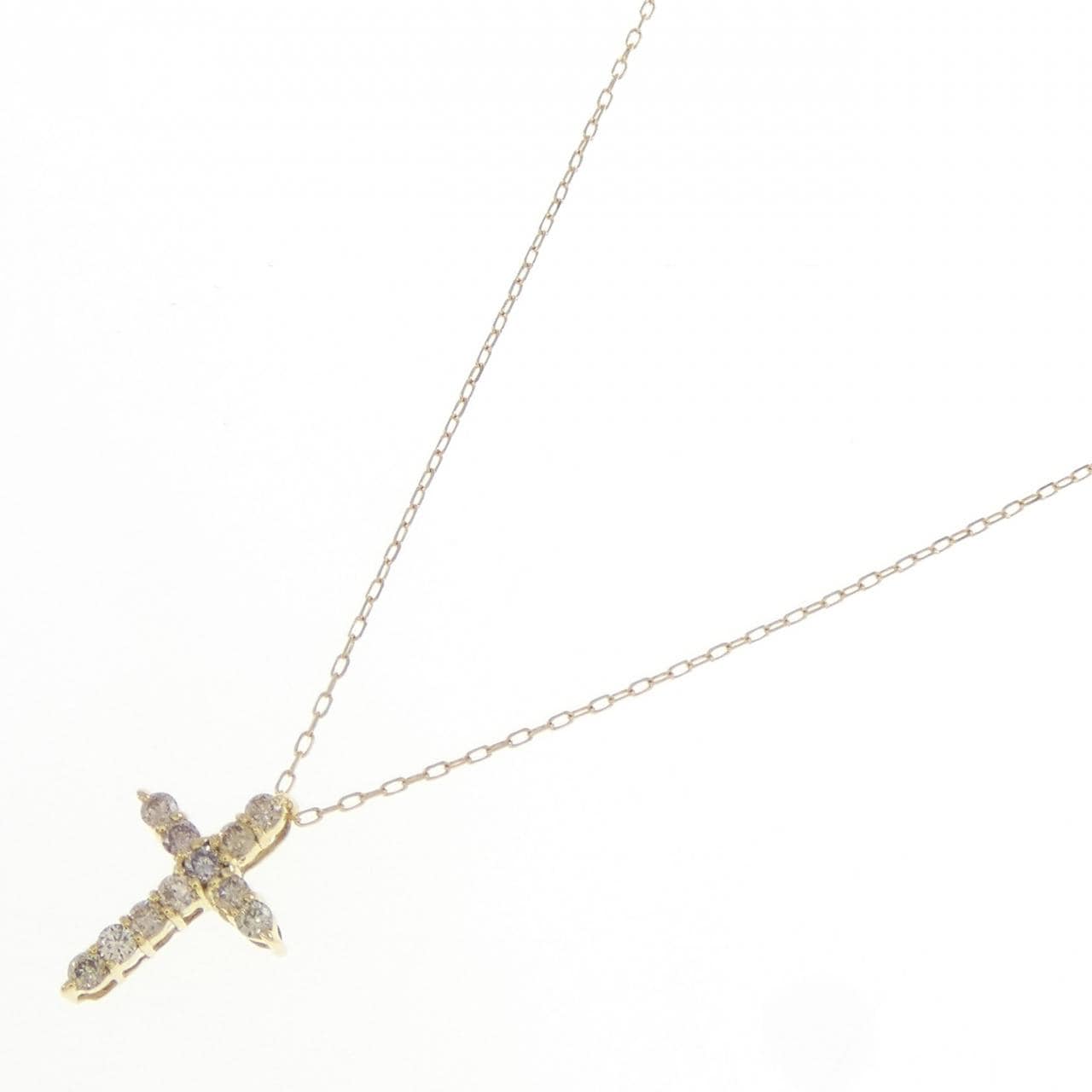 K18YG クロス ダイヤモンド ネックレス 0.10CT