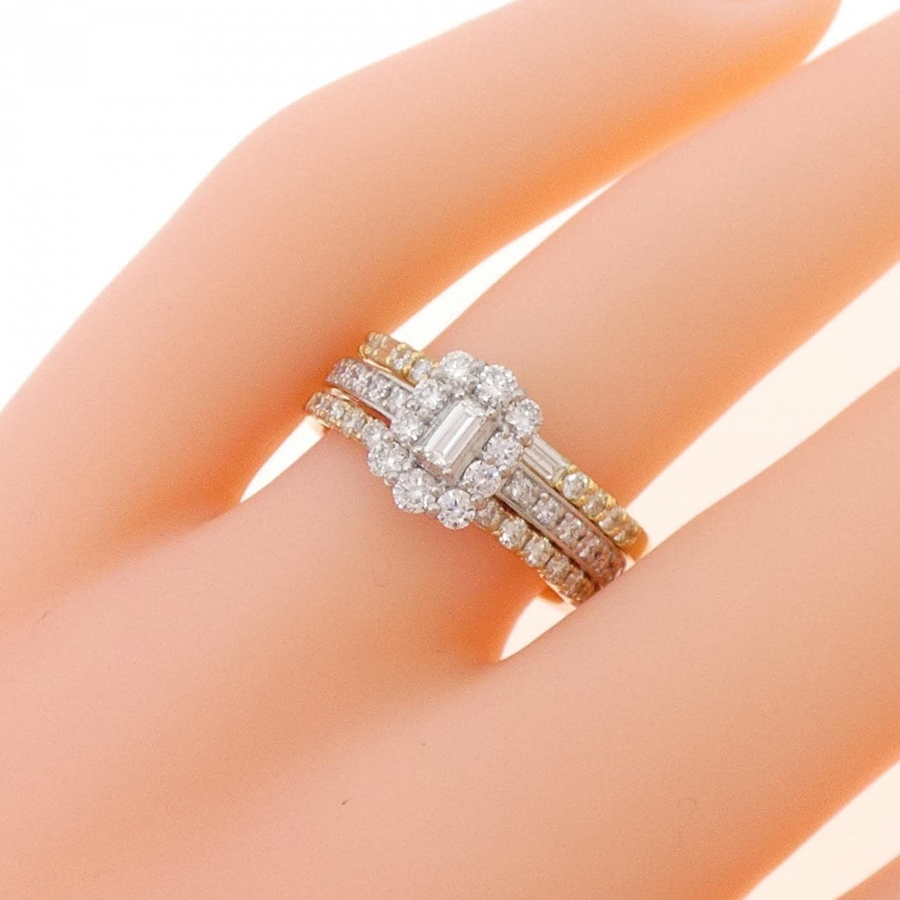 【新品】PT900/K18YG/K18PG ダイヤモンド リング 0.50CT