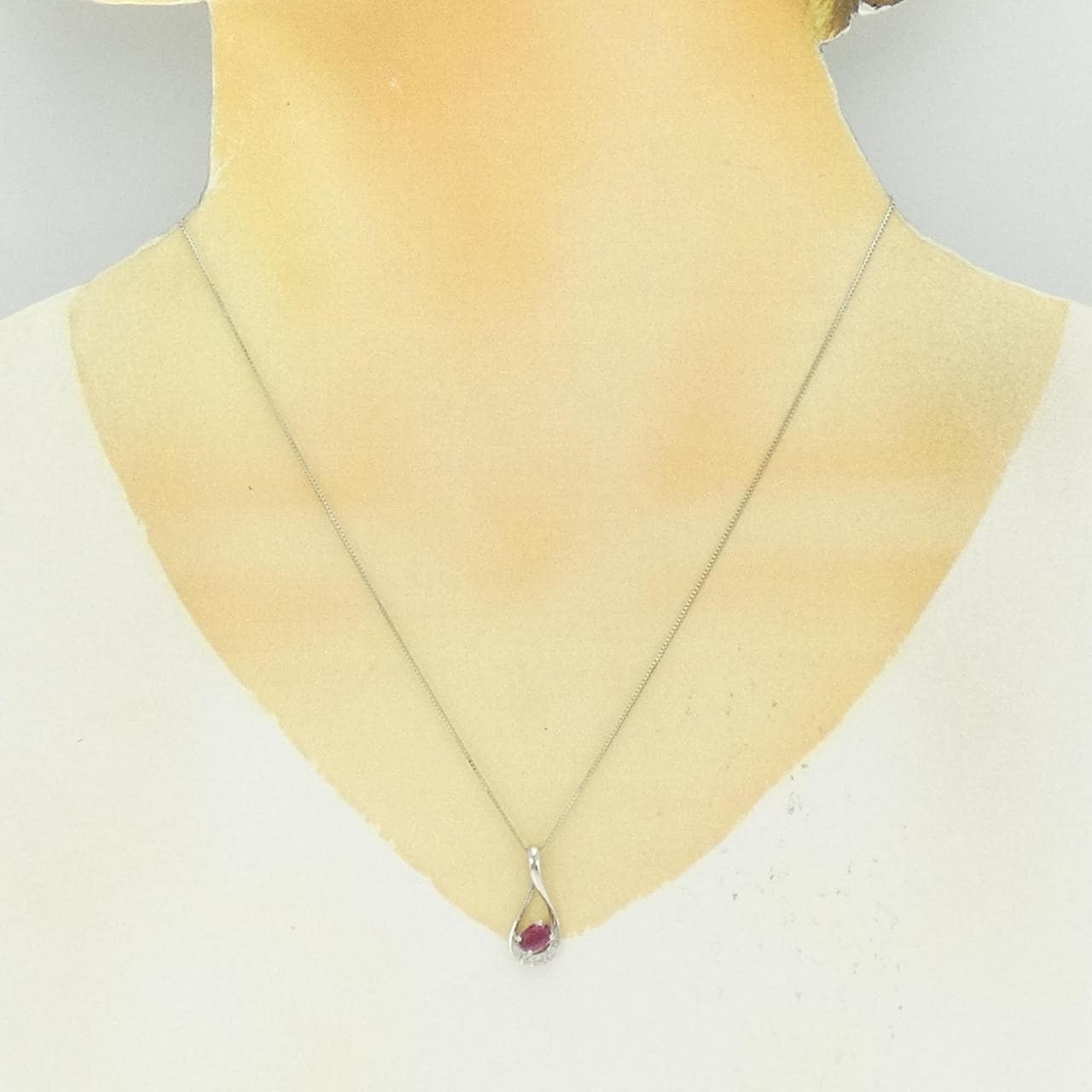 PT900/PT850 ルビー ネックレス 0.65CT