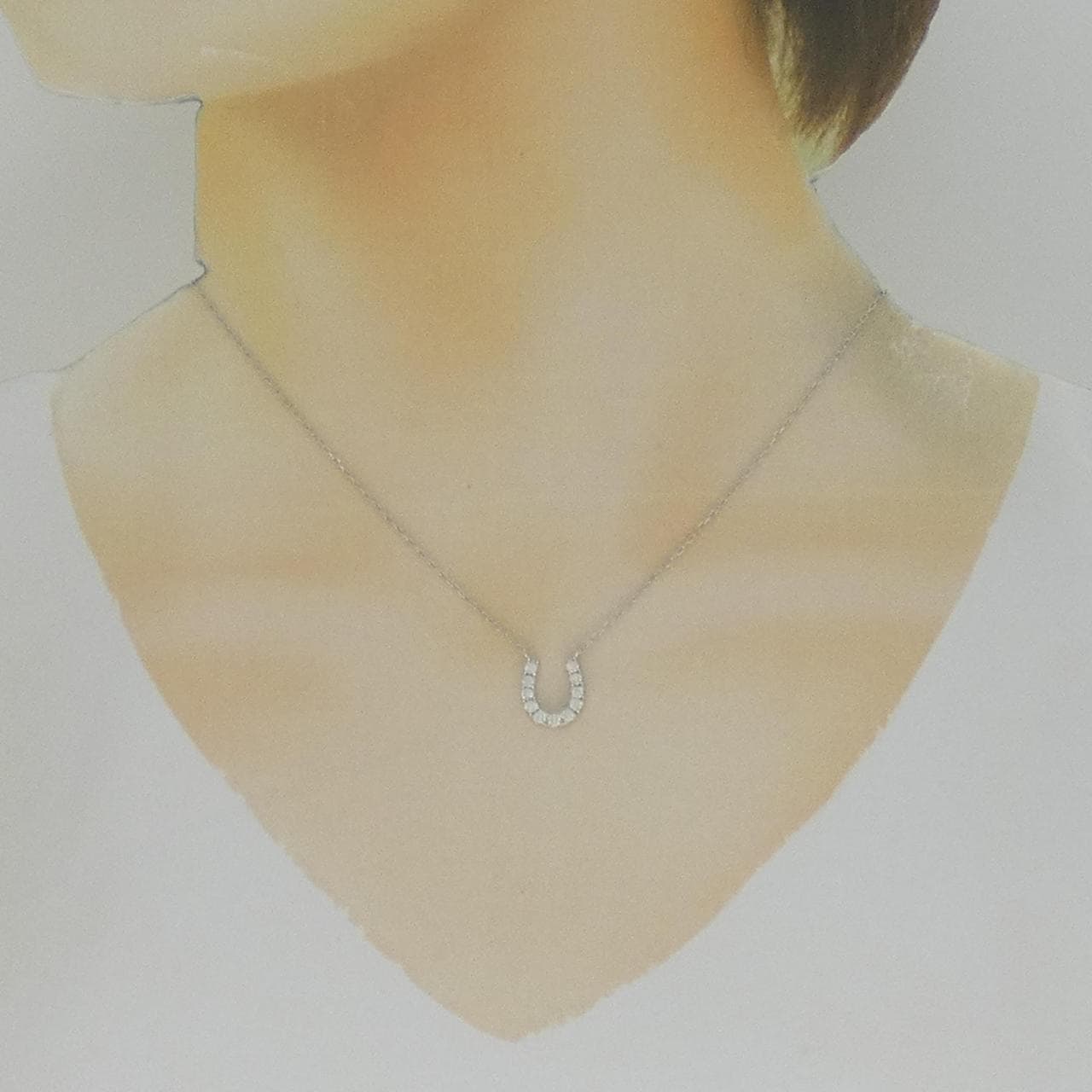 K18WG ホースシュー ダイヤモンド ネックレス 0.30CT