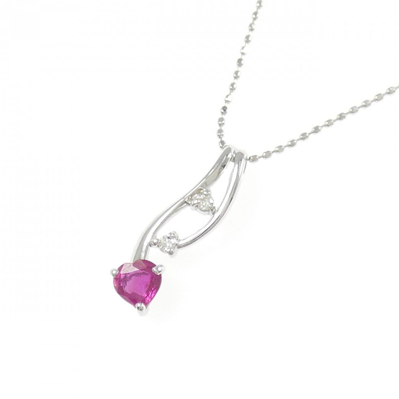K18WG ルビー ネックレス 0.25CT