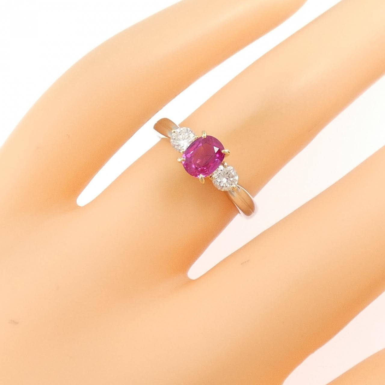 PT900/K18YG ルビー リング 0.83CT