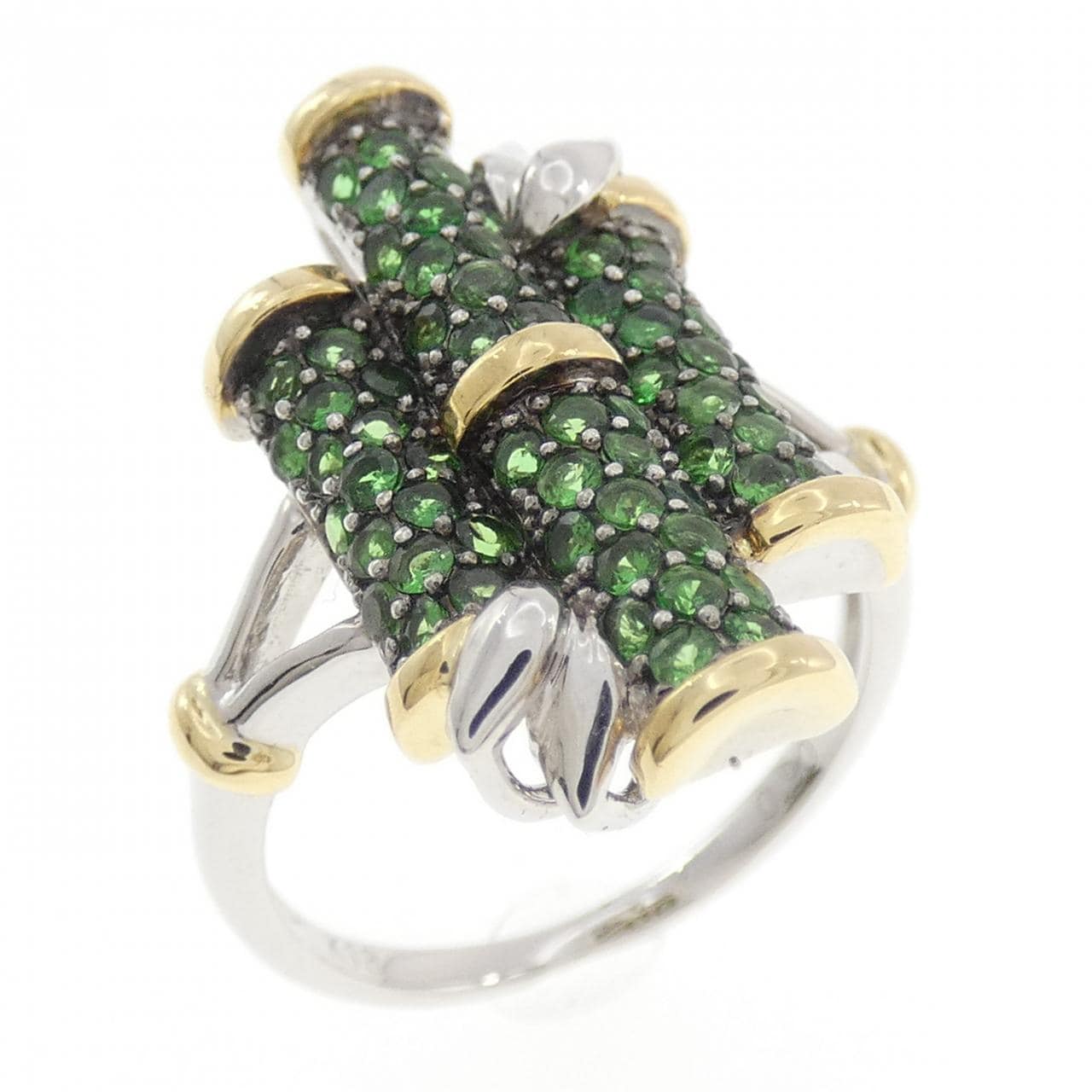 K18スリーカラー グリーンガーネット リング 0.90CT