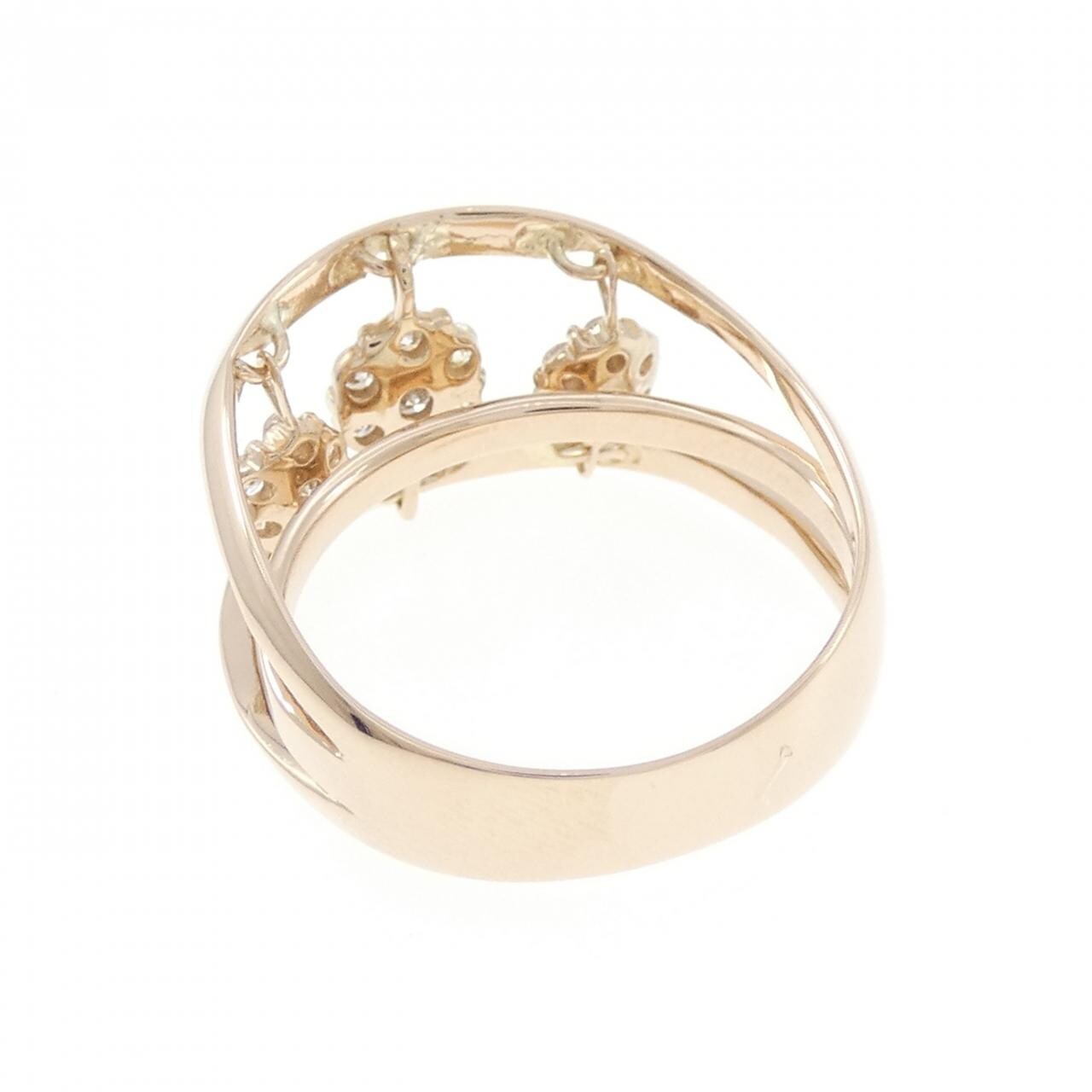 K18PG フラワー ダイヤモンド リング 0.30CT
