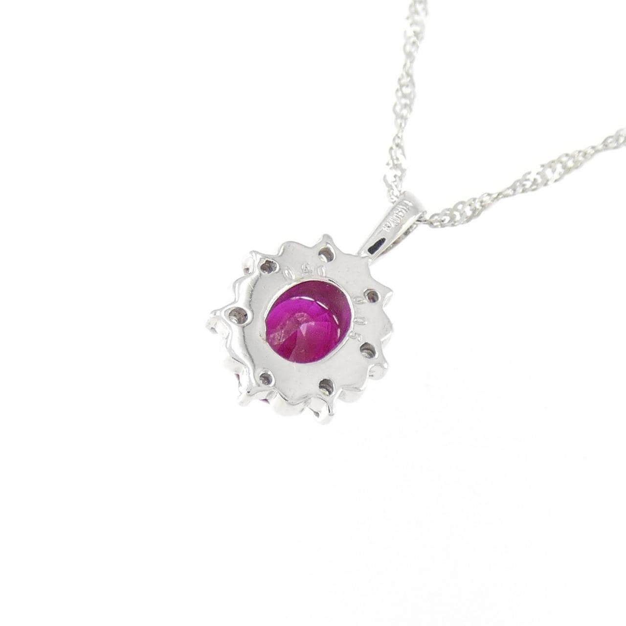 K18WG/750WG ルビー ネックレス 0.40CT