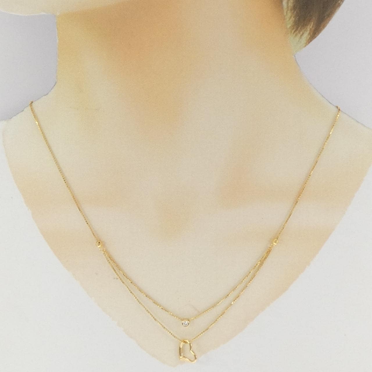 K18YG ハート ダイヤモンド ネックレス 0.06CT
