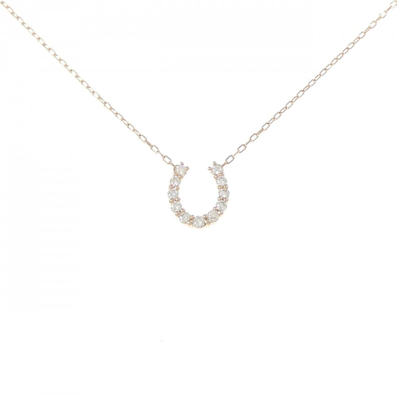 K10PG ホースシュー ダイヤモンド ネックレス 0.20CT