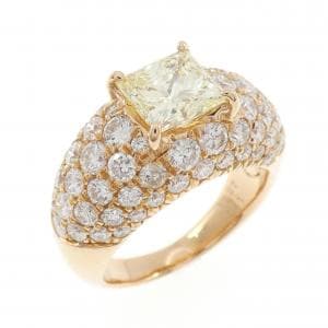 K18PG ダイヤモンド リング 1.527CT LY SI2 ファンシーカット