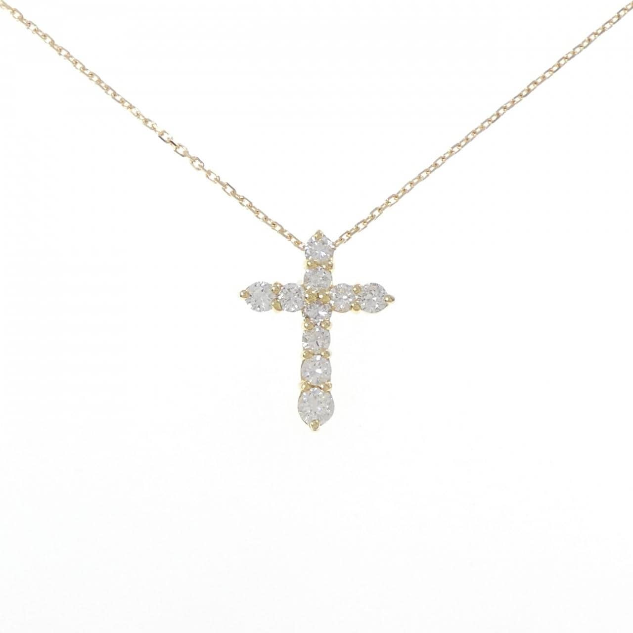 K18YG クロス ダイヤモンド ネックレス 1.02CT