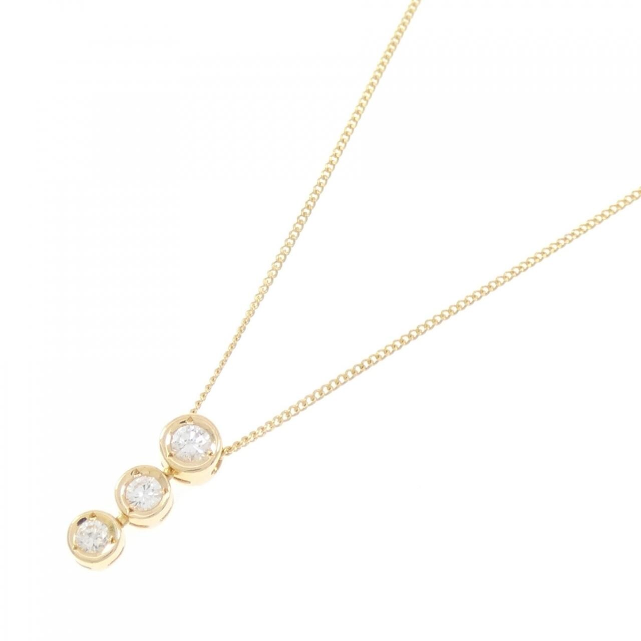K18YG Three Stone Diamond Necklace 0.20CT