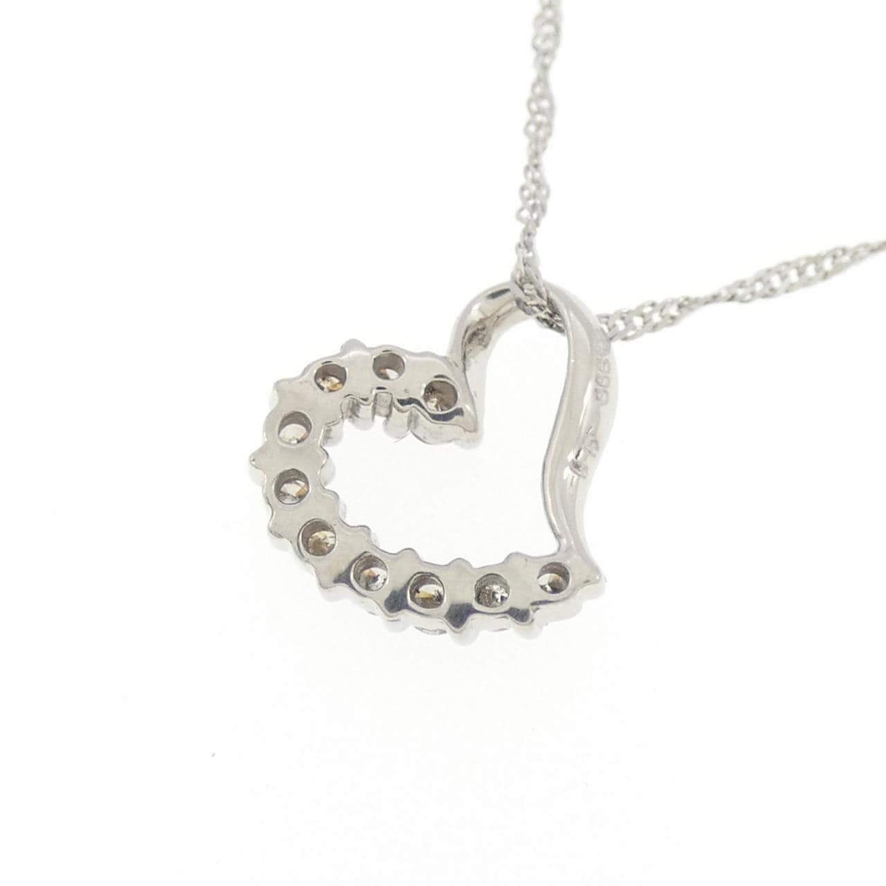 PT900/PT850 ハート ダイヤモンド ネックレス 0.1CT