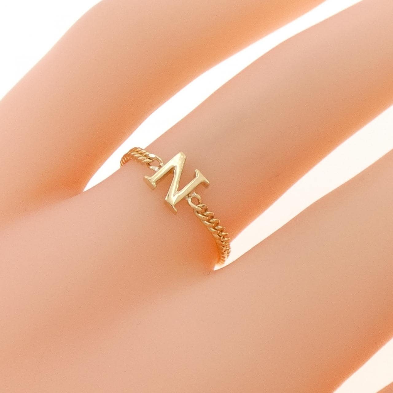 K18YG イニシャルN リング