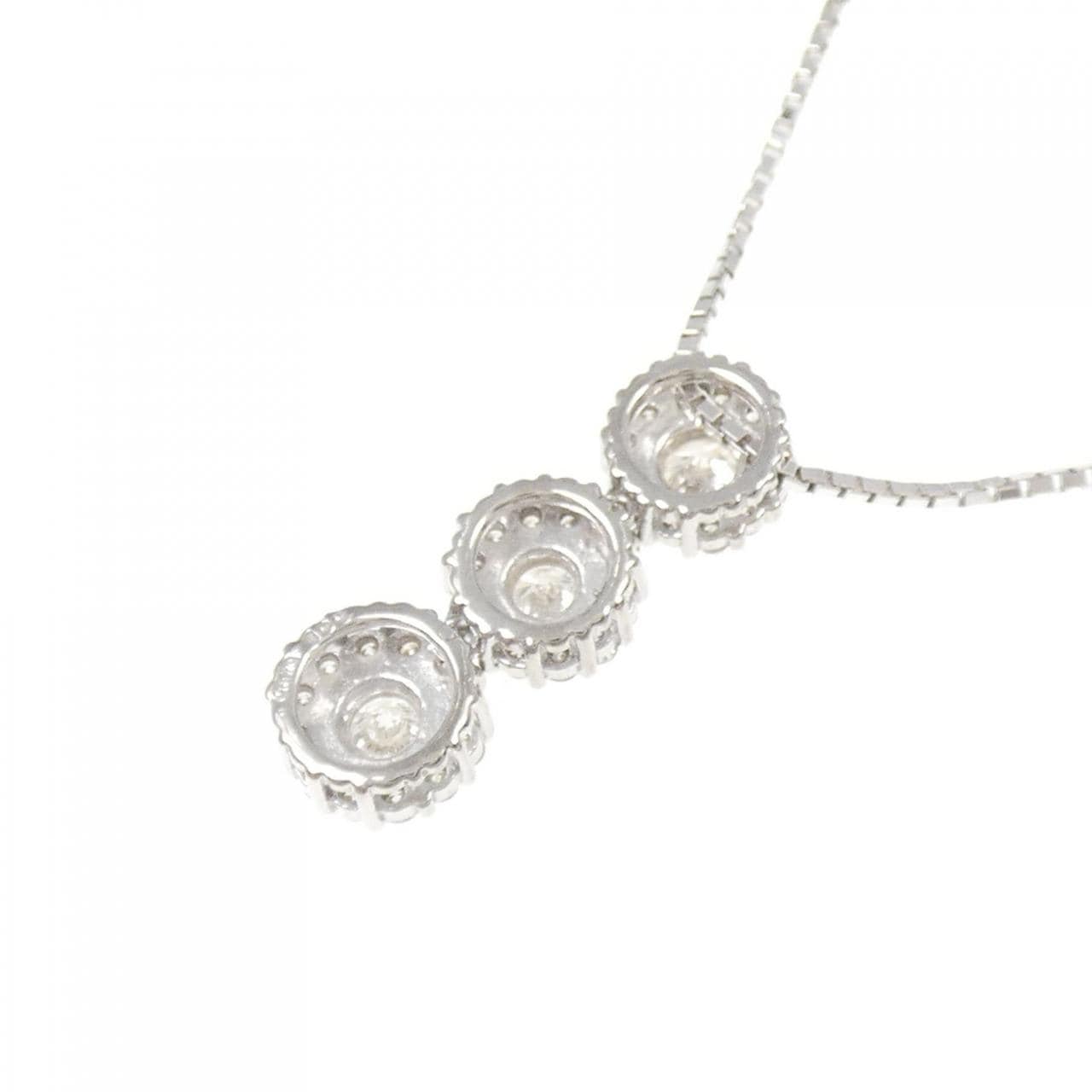 K18WG three stone Diamond necklace 1.00CT