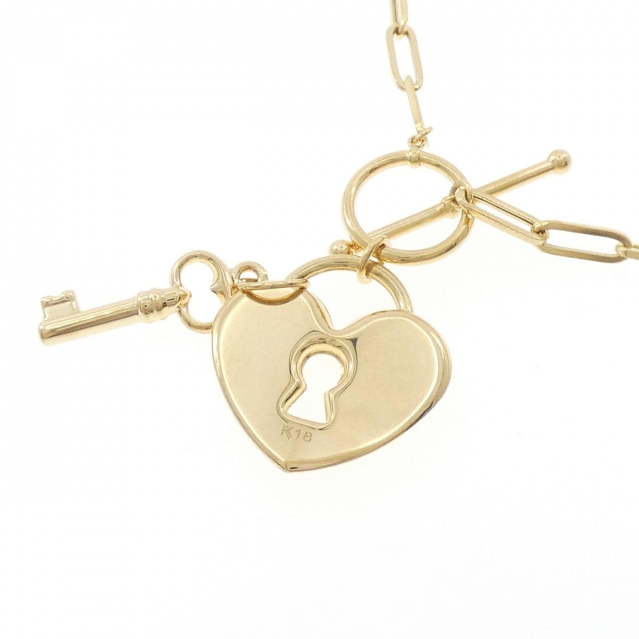 K18YG ハート×キー ネックレス