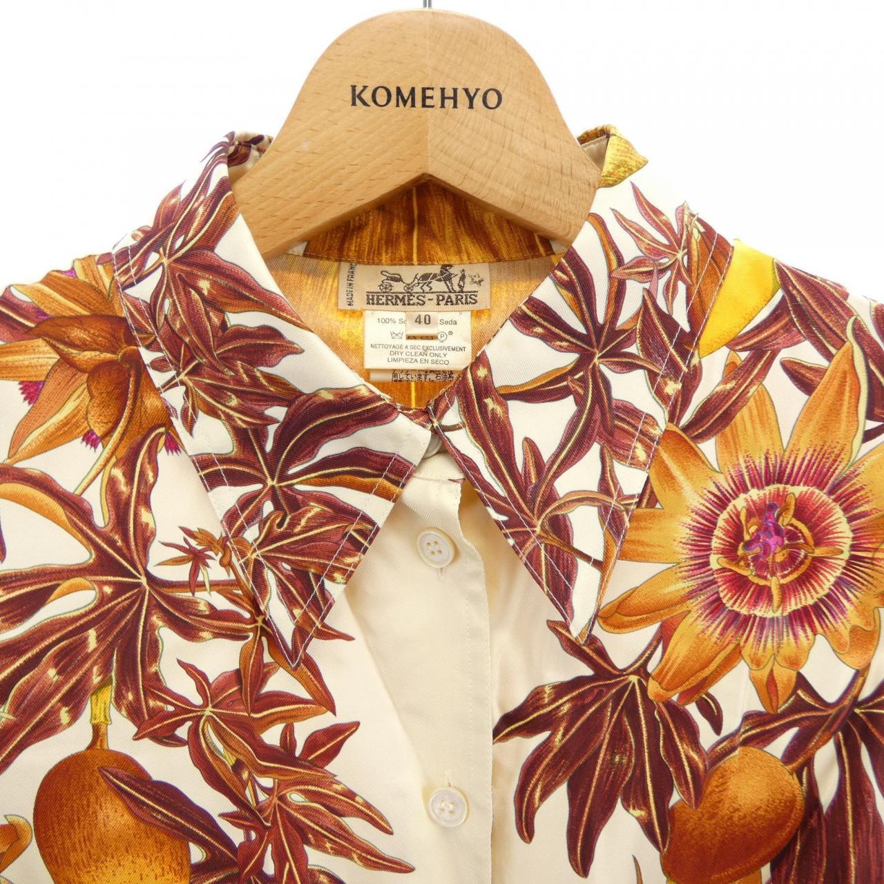 【ヴィンテージ】エルメス HERMES PASSIFLORES ツイルレーヌ S／Sシャツ