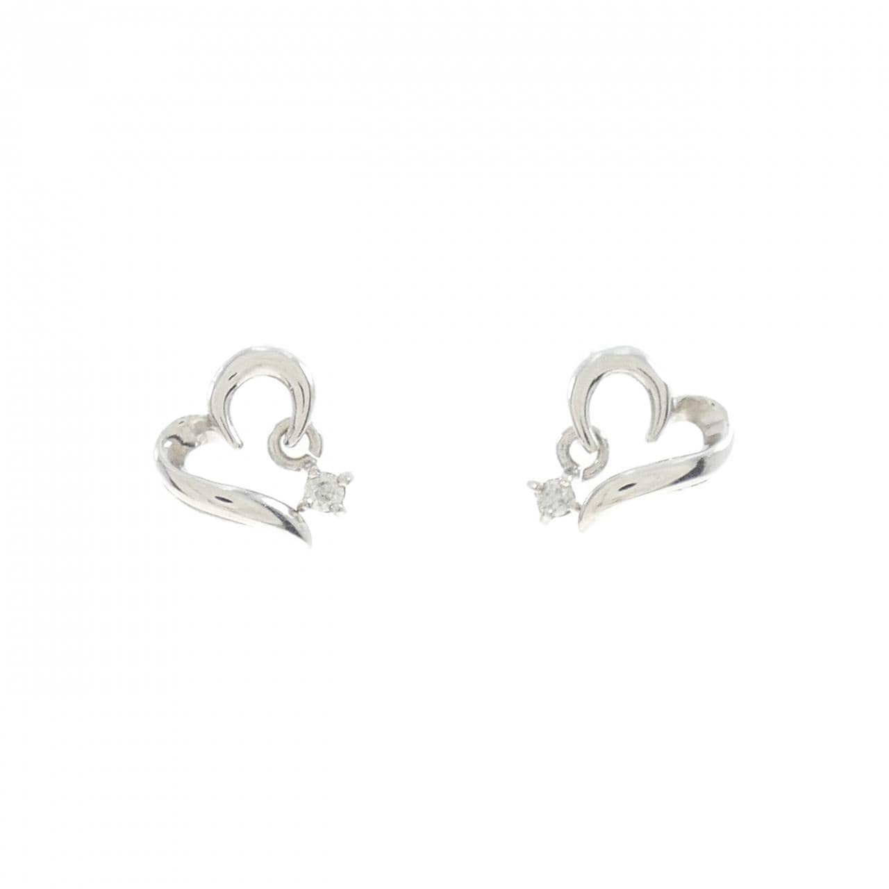 K18WG ハート ダイヤモンド ピアス 0.04CT