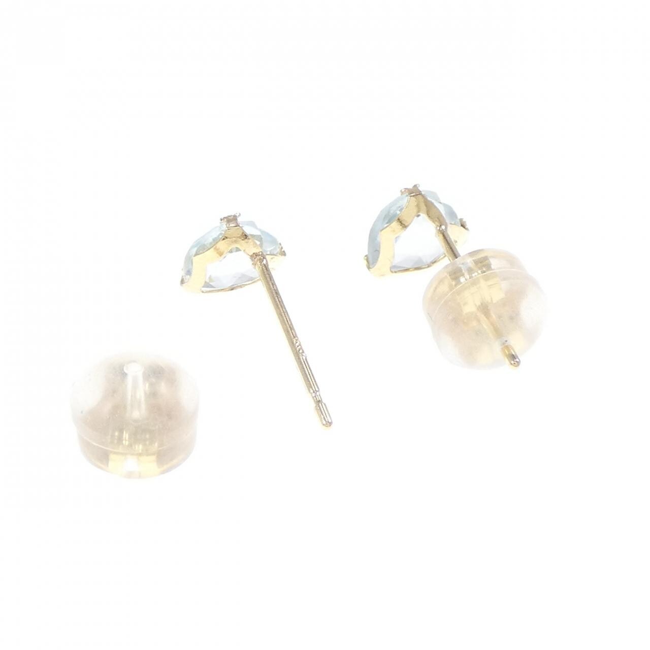 [新品] K18YG 心形藍托帕石耳環