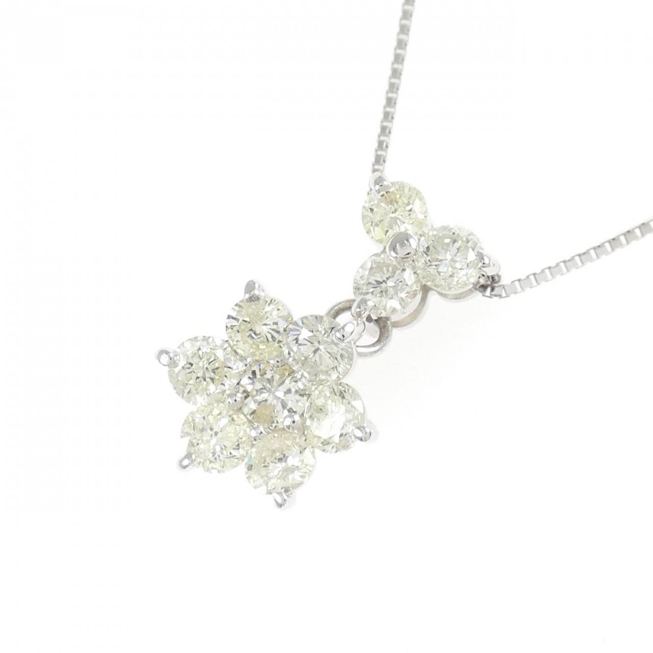 K18WG フラワー ダイヤモンド ネックレス 1.00CT