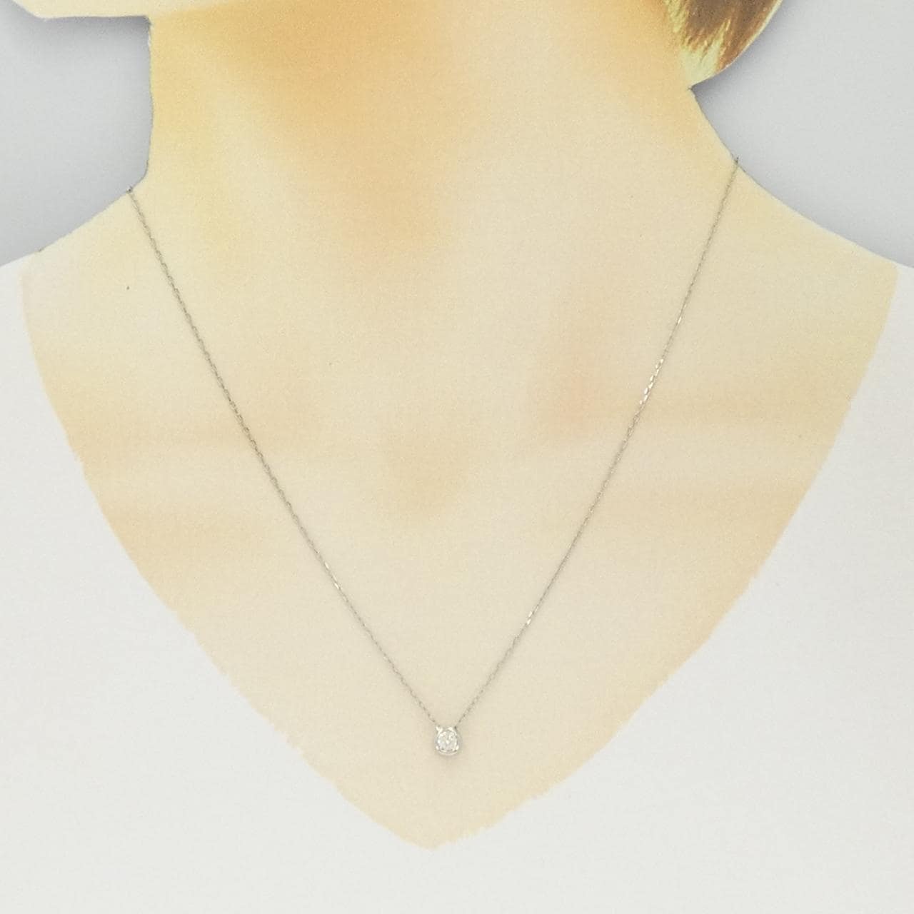 PT900/PT850 ソリティア ダイヤモンド ネックレス 0.19CT