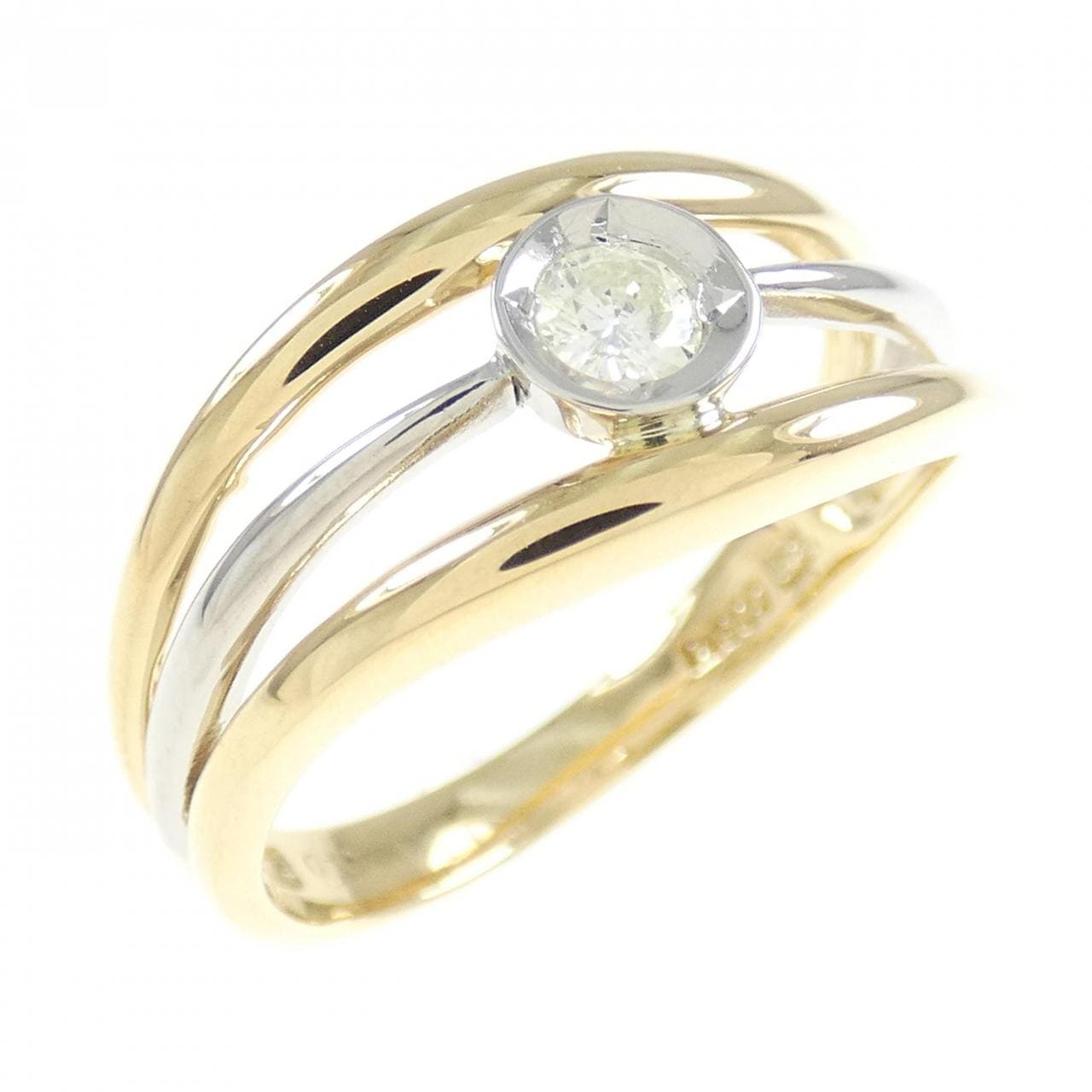 K18YG/PT ダイヤモンド リング 0.10CT