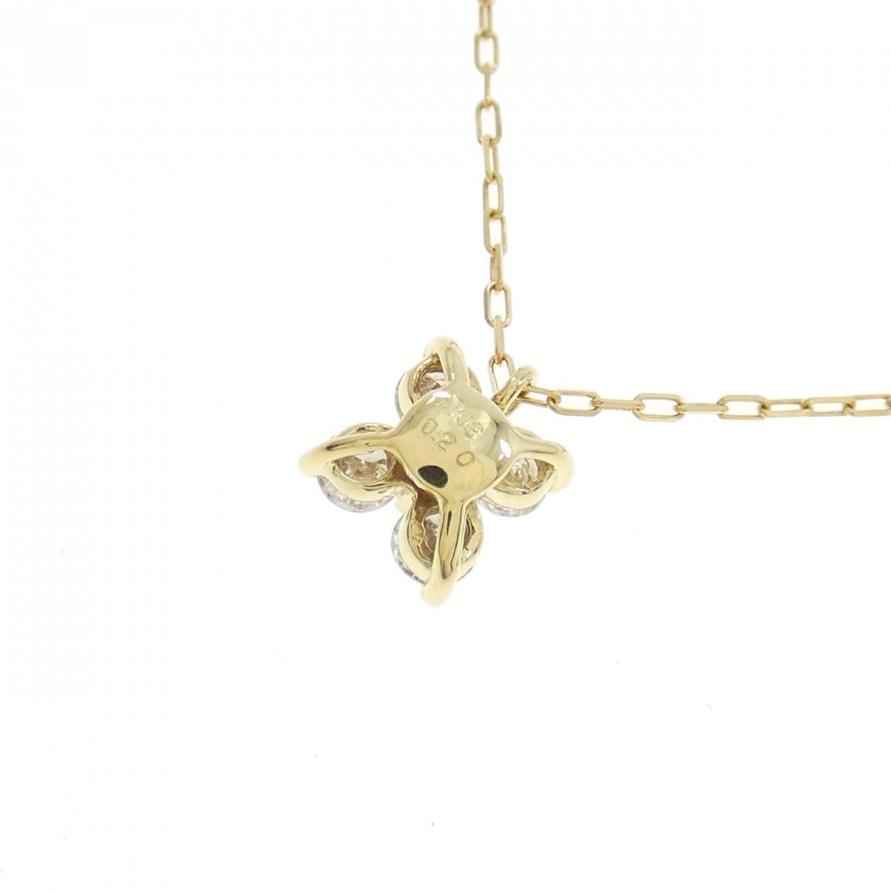 K18YG フラワー ダイヤモンド ネックレス 0.20CT
