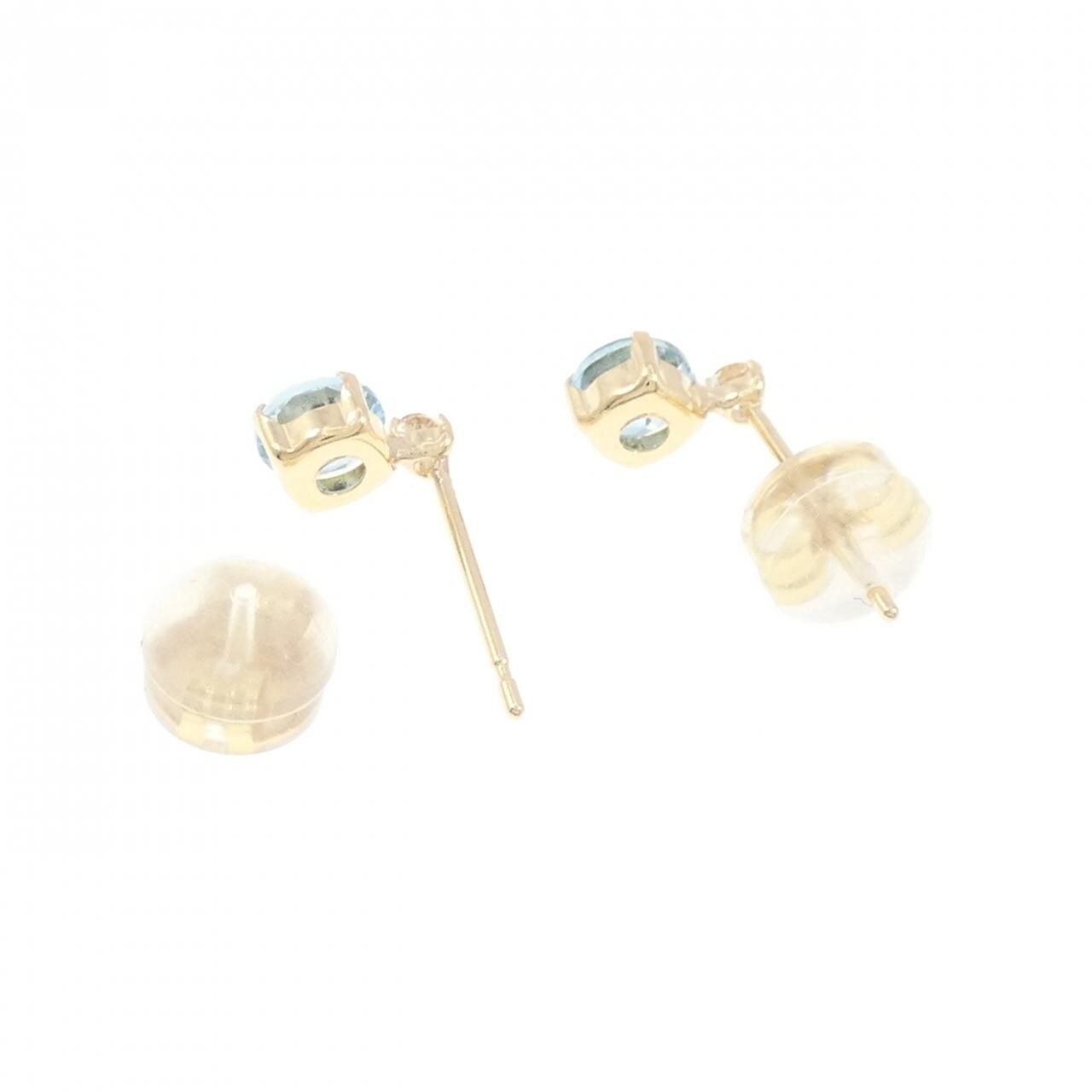 [新品] K18YG 藍色托帕石耳環