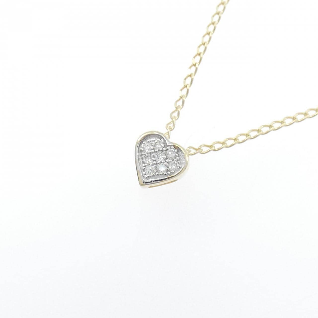 K10YG/K10WG ハート ダイヤモンド ネックレス