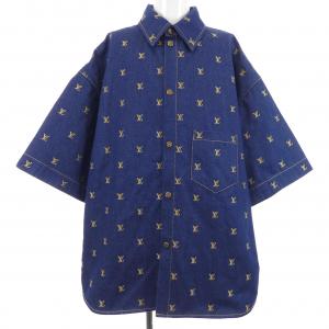 ルイヴィトン LOUIS VUITTON エンブロイダードシグネチャーショートスリーブデニムシャツ HQS90WJX1 S／Sシャツ