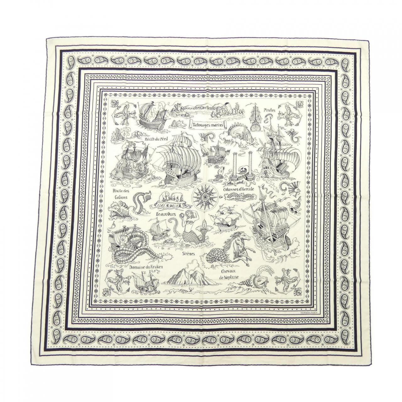 エルメス HERMES LES ROUES DE PHAETON BANDANA H244170S カレジェアン140 ショール