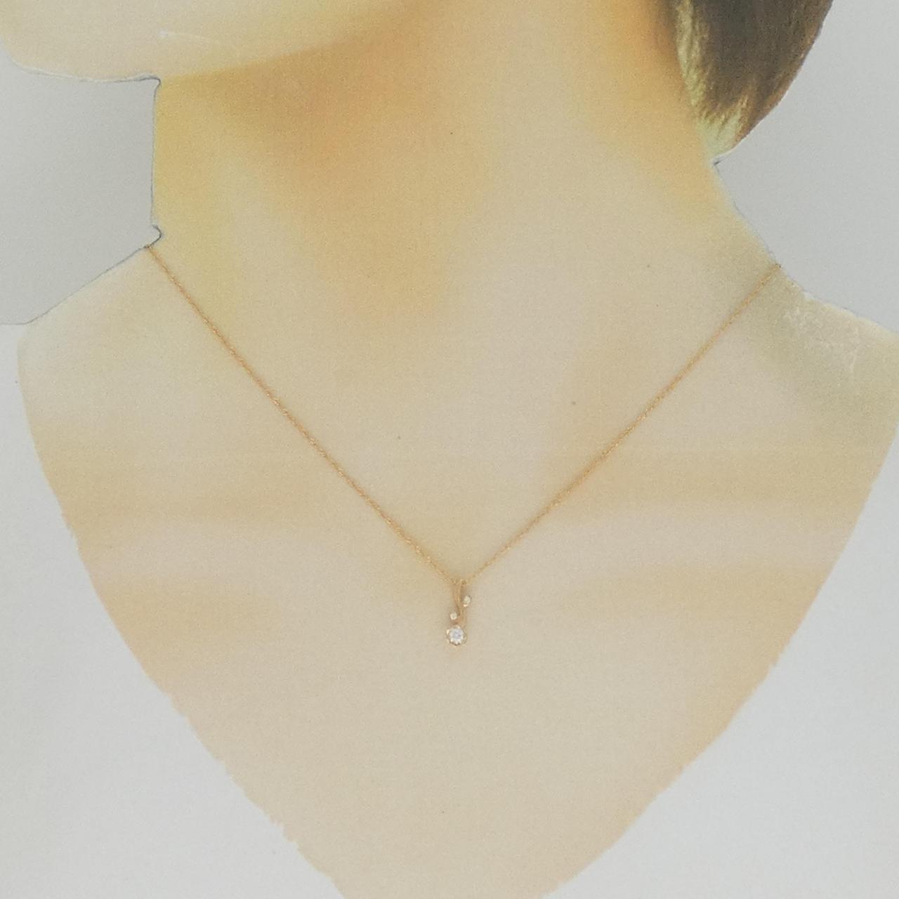 K18PG フラワー ダイヤモンド ネックレス 0.08CT