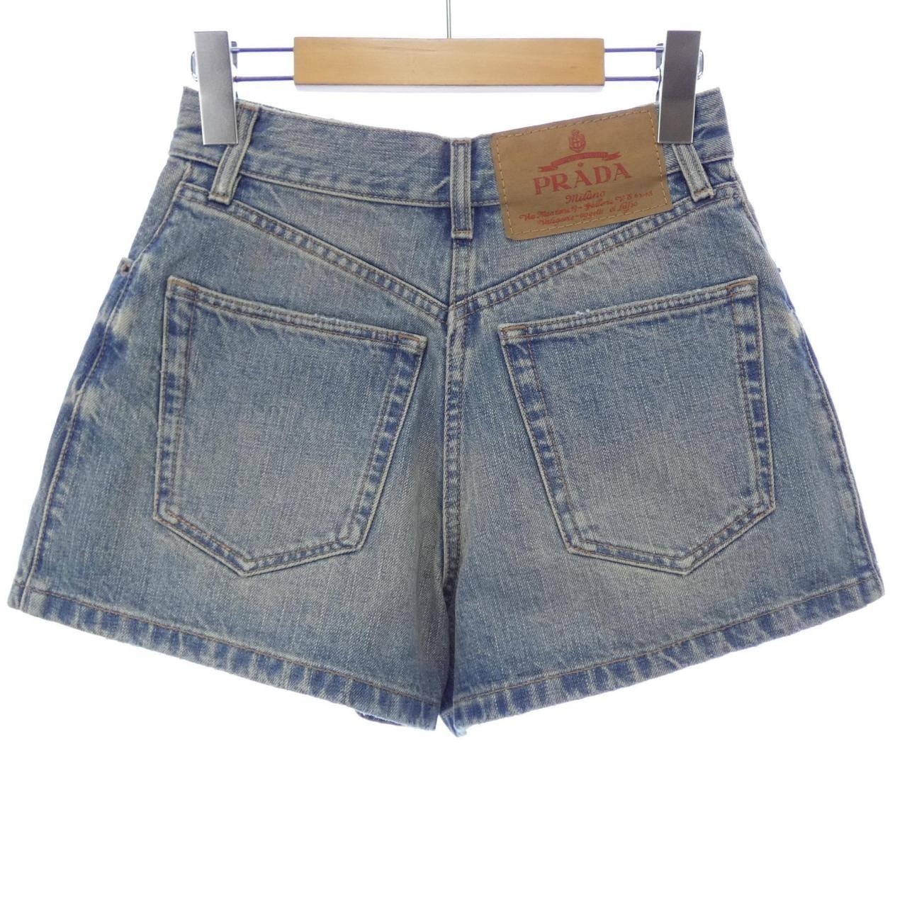 プラダ PRADA ブリーチ加工デニム アーカイブロゴ GFP535 SUOO 1703 ショートパンツ
