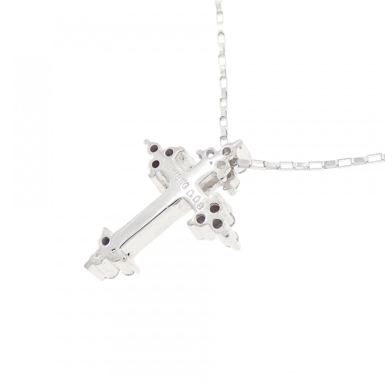K18WG クロス ダイヤモンド ネックレス 0.08CT