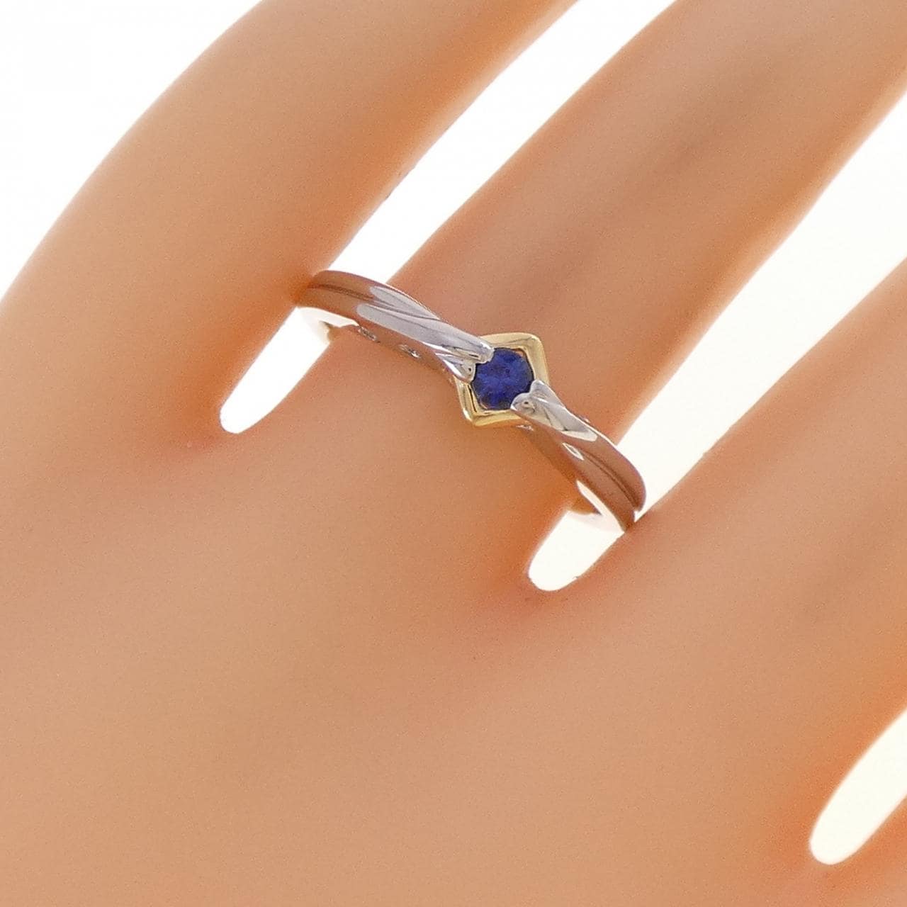 PT900/K18YG サファイヤ リング 0.12CT