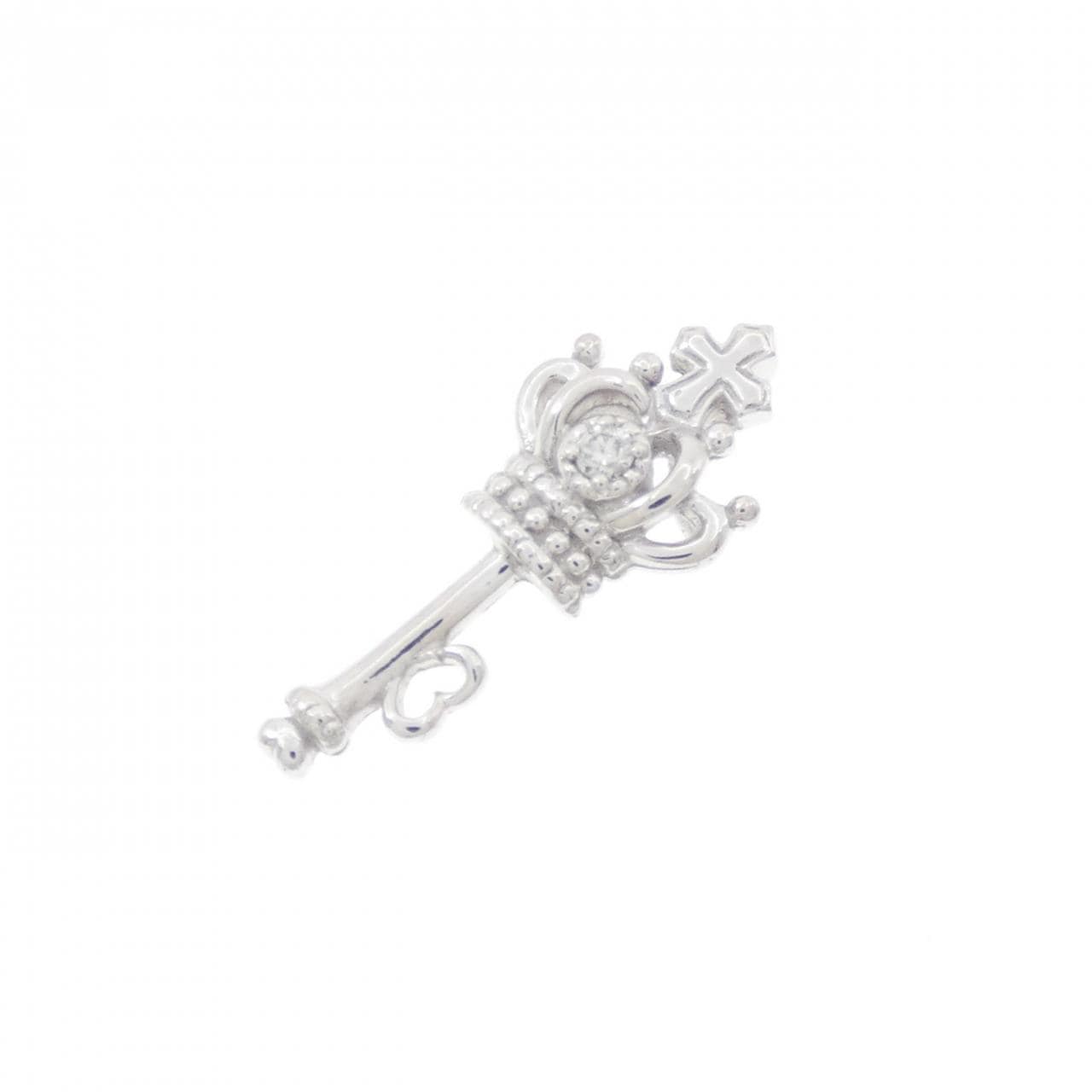 K14WG Key Diamond Pendant 0.02CT