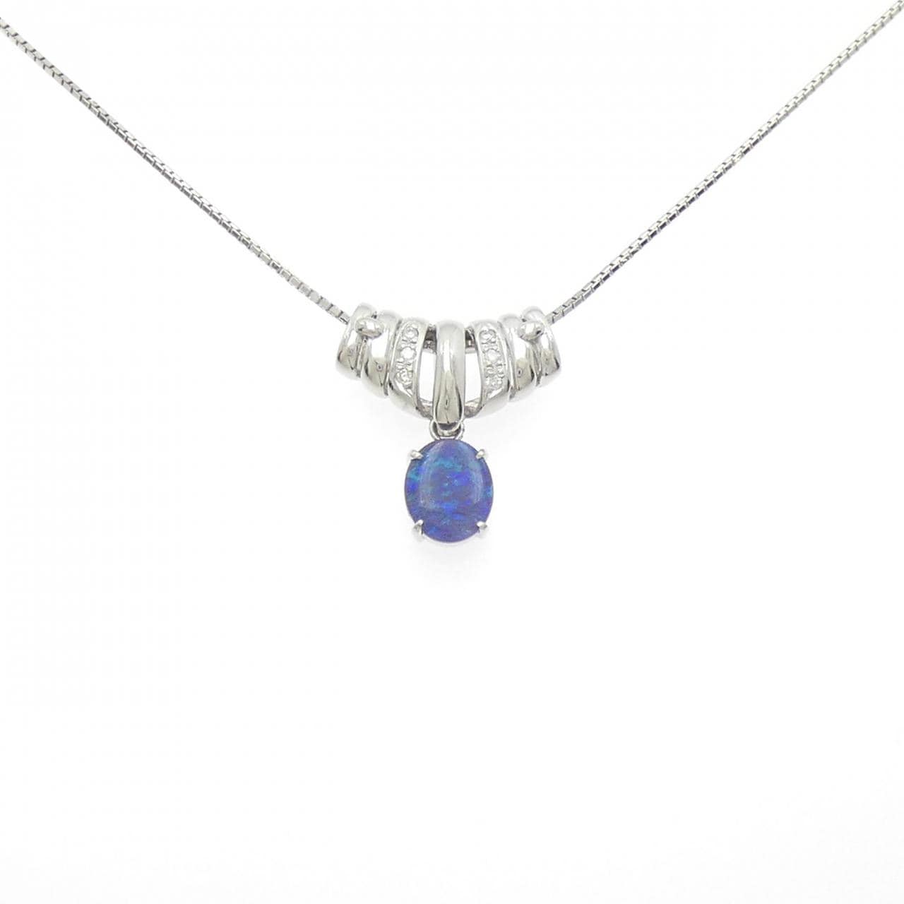 PT900/PT850 ブラックオパール ネックレス 0.97CT