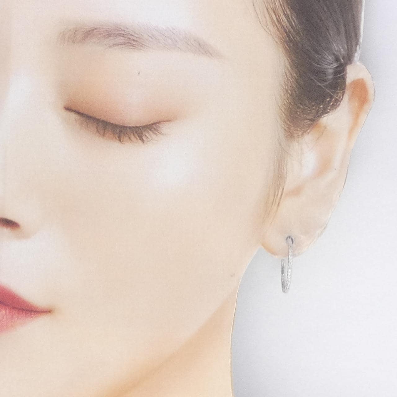 K18WG フープ ダイヤモンド ピアス 0.40CT