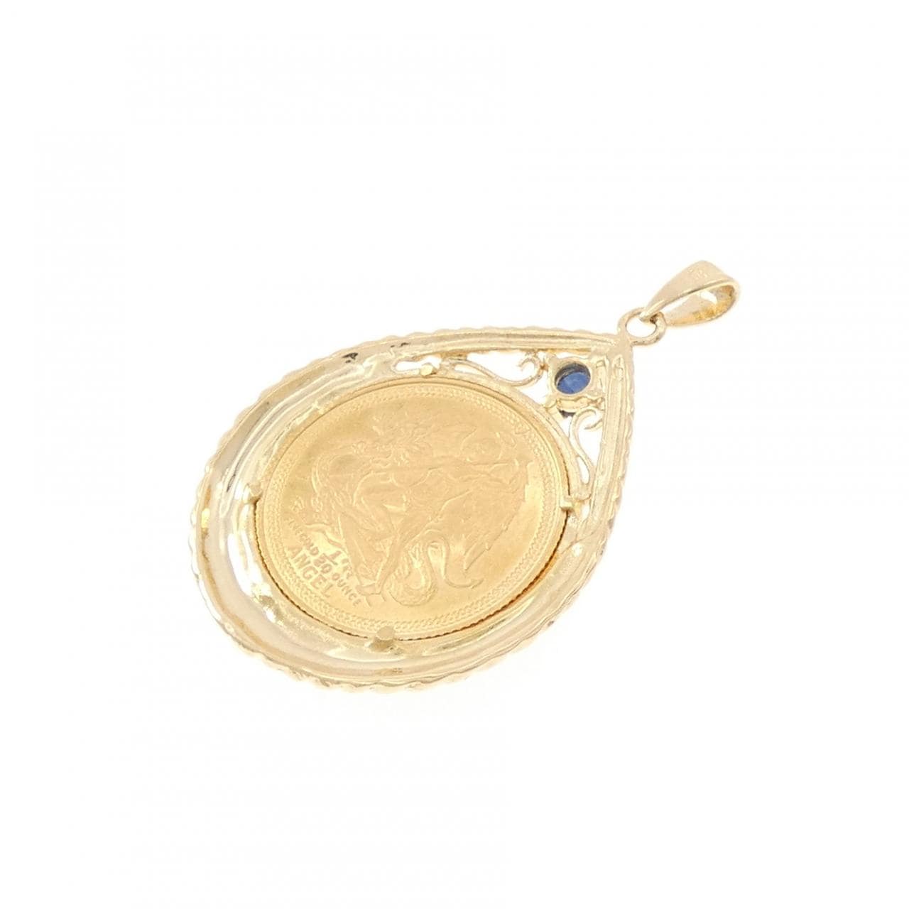 K18YG(枠) サファイヤ コイン ペンダント