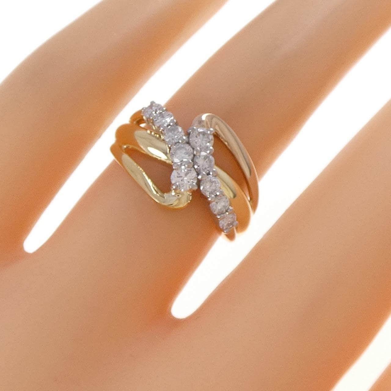 K18YG/PT900/K18PG ダイヤモンド リング 0.50CT