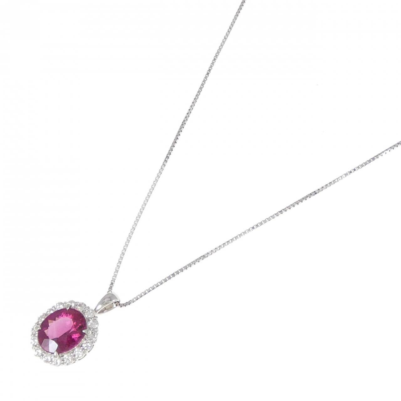 [Remake] PT Rubellite Tourmaline Necklace 4.292CT