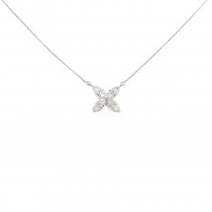 K18WG フラワー ダイヤモンド ネックレス 0.30CT
