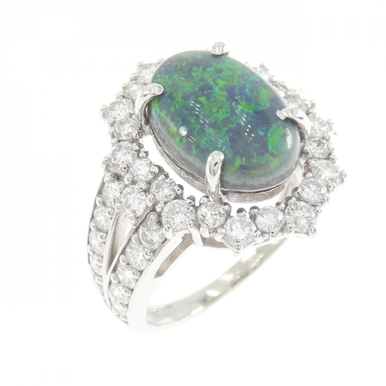 PT950 ブラックオパール リング 2.96CT